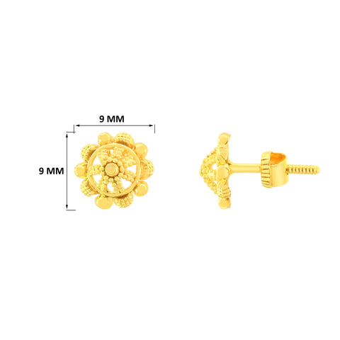 22k Yellow Gold Filigree stud Earrings with gold weight of 1.81g