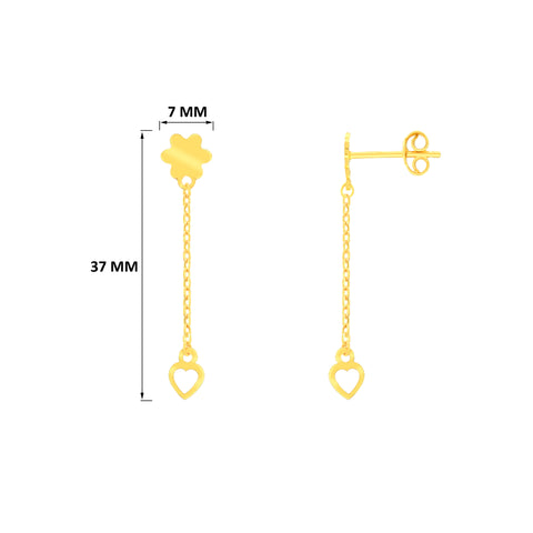 22k Yellow Gold Dangler Fancy Earrings with gold weight of 1.8g