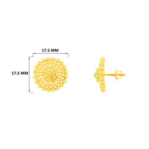 22k Yellow Gold Filigree Earrings with gold weight of 5.82g