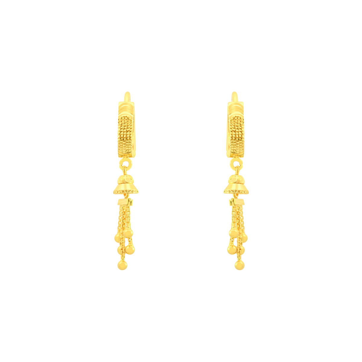 22k Yellow Gold Hoop Dangler Earrings with gold weight of 4.38g
