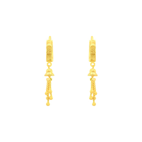 22k Yellow Gold Hoop Dangler Earrings with gold weight of 4.38g