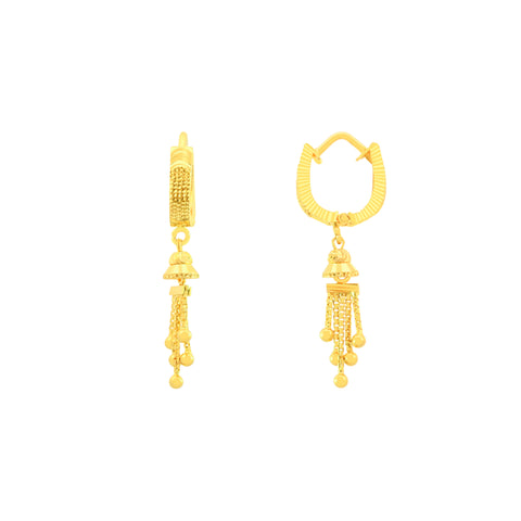 22k Yellow Gold Hoop Dangler Earrings with gold weight of 4.38g