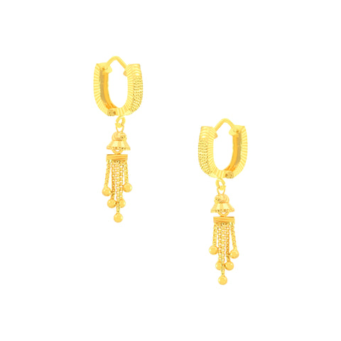 22k Yellow Gold Hoop Dangler Earrings with gold weight of 4.38g