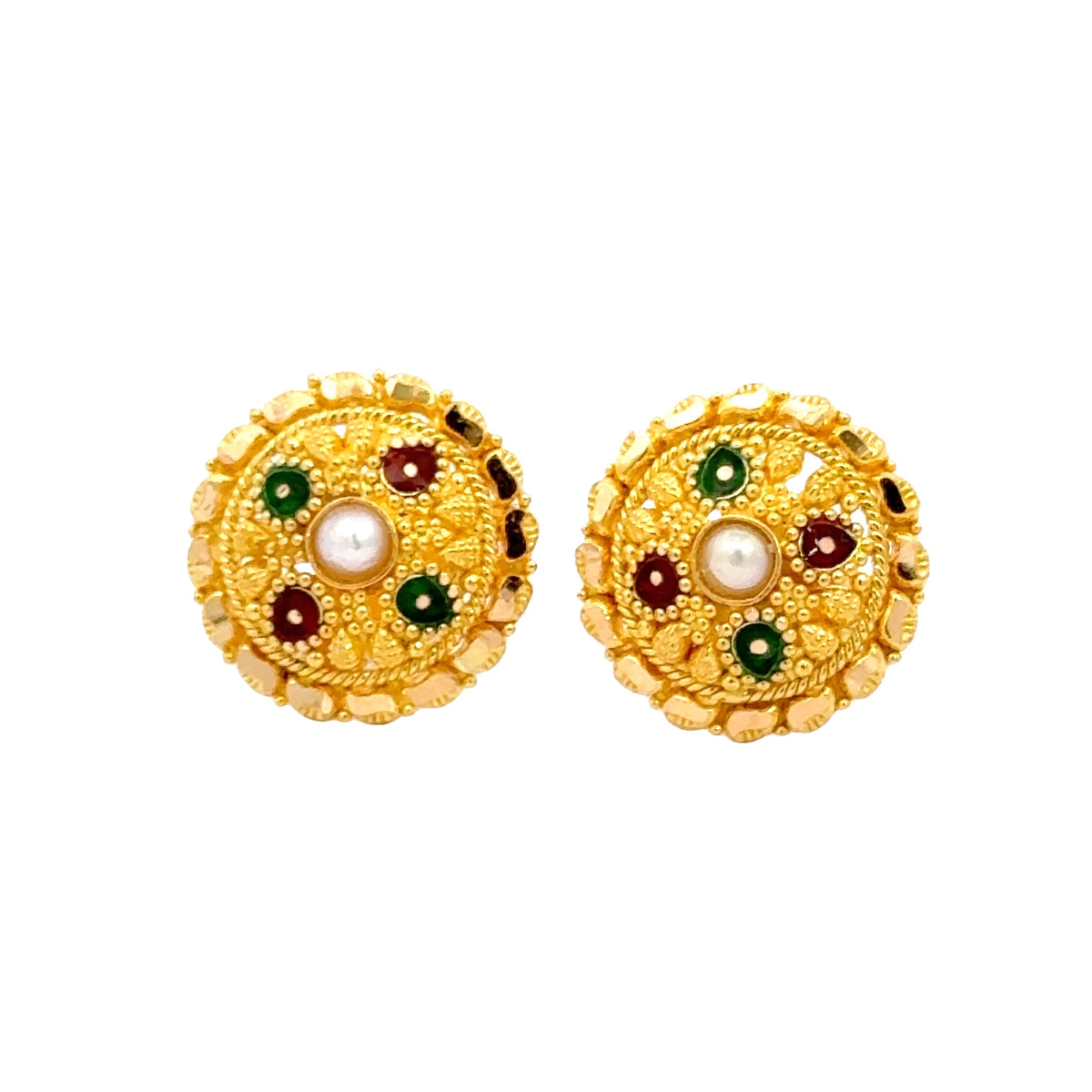 22k Yellow Gold MeenakariOrnamental Earrings with gold weight of 4.22g