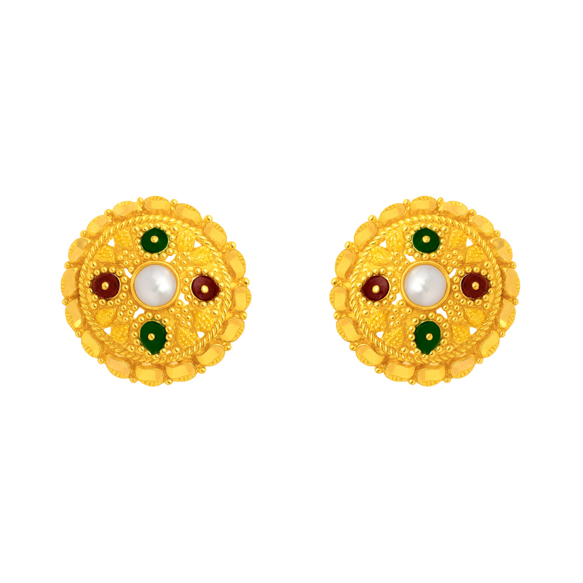 22k Yellow Gold MeenakariOrnamental Earrings with gold weight of 4.22g