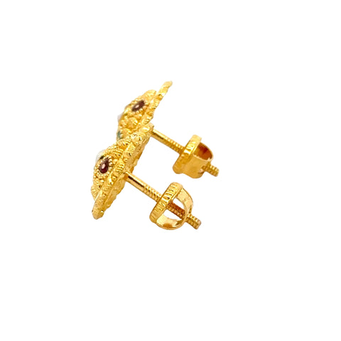 22k Yellow Gold MeenakariOrnamental Earrings with gold weight of 4.22g