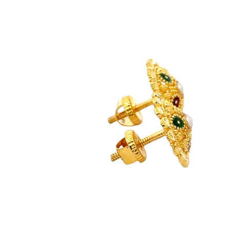 22k Yellow Gold MeenakariOrnamental Earrings with gold weight of 4.22g