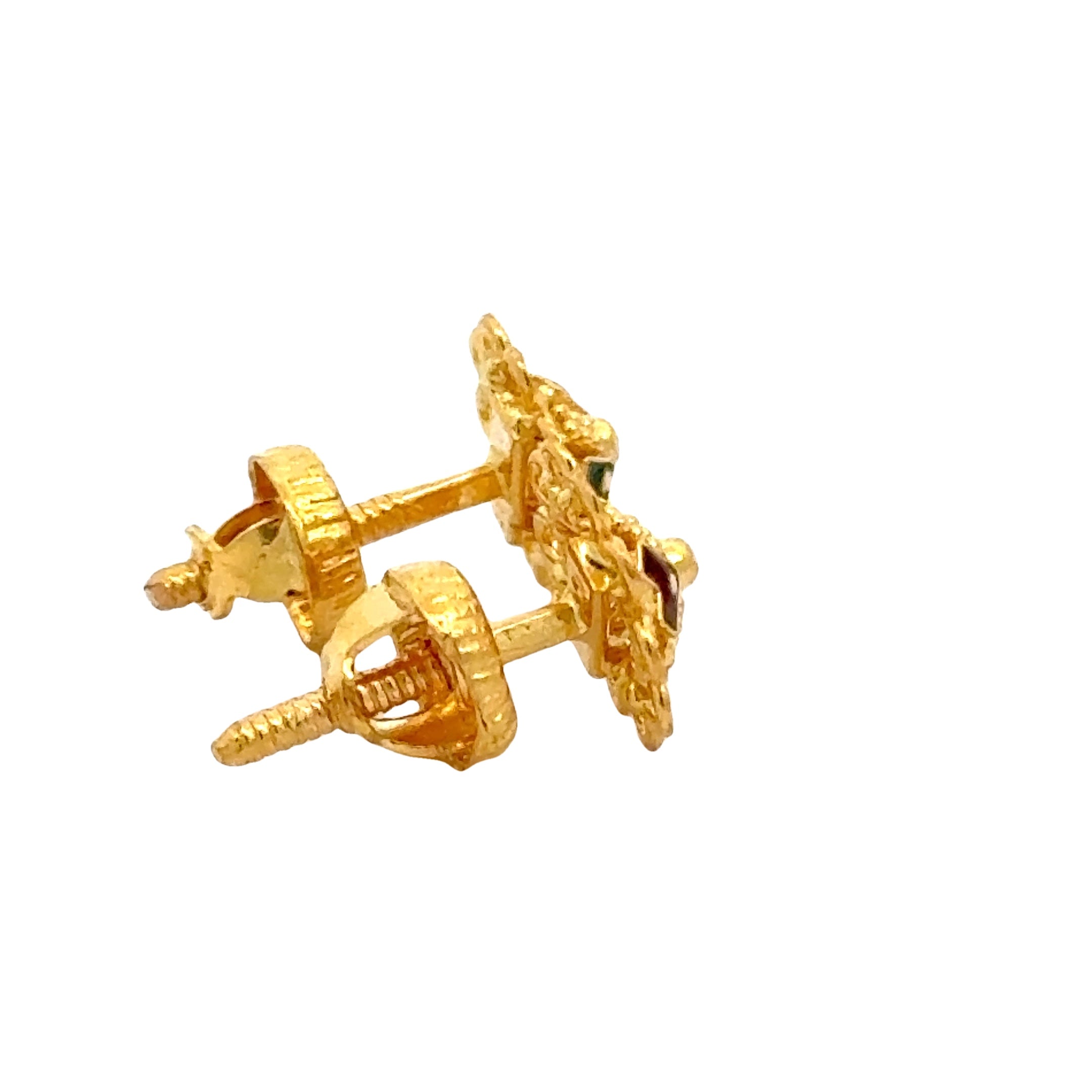 22k Yellow Gold MeenakariOrnamental Earrings with gold weight of 2.27g