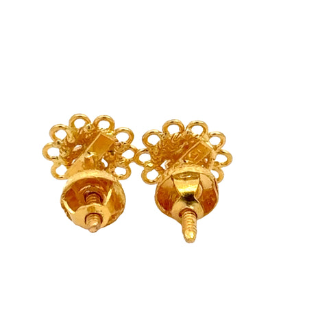 22k Yellow Gold MeenakariOrnamental Earrings with gold weight of 2.27g