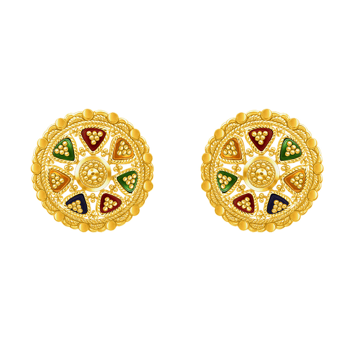 22k Yellow Gold MeenakariOrnamental Earrings with gold weight of 6.63g