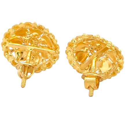 22k Yellow Gold MeenakariOrnamental Earrings with gold weight of 6.63g