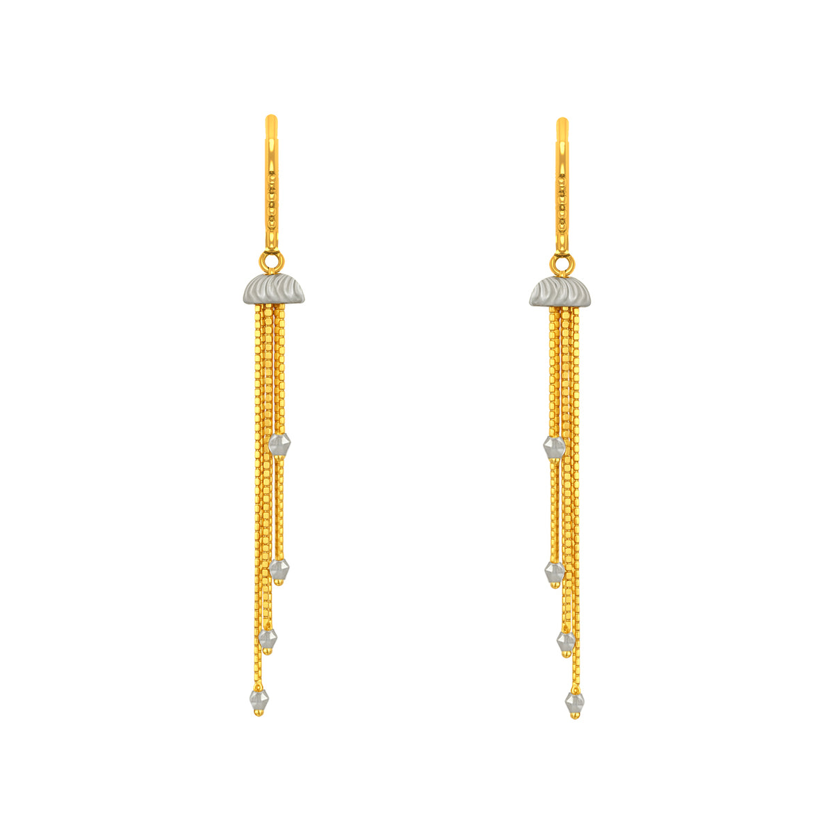 22K Gold Elegant Long Strand Hook Earrings