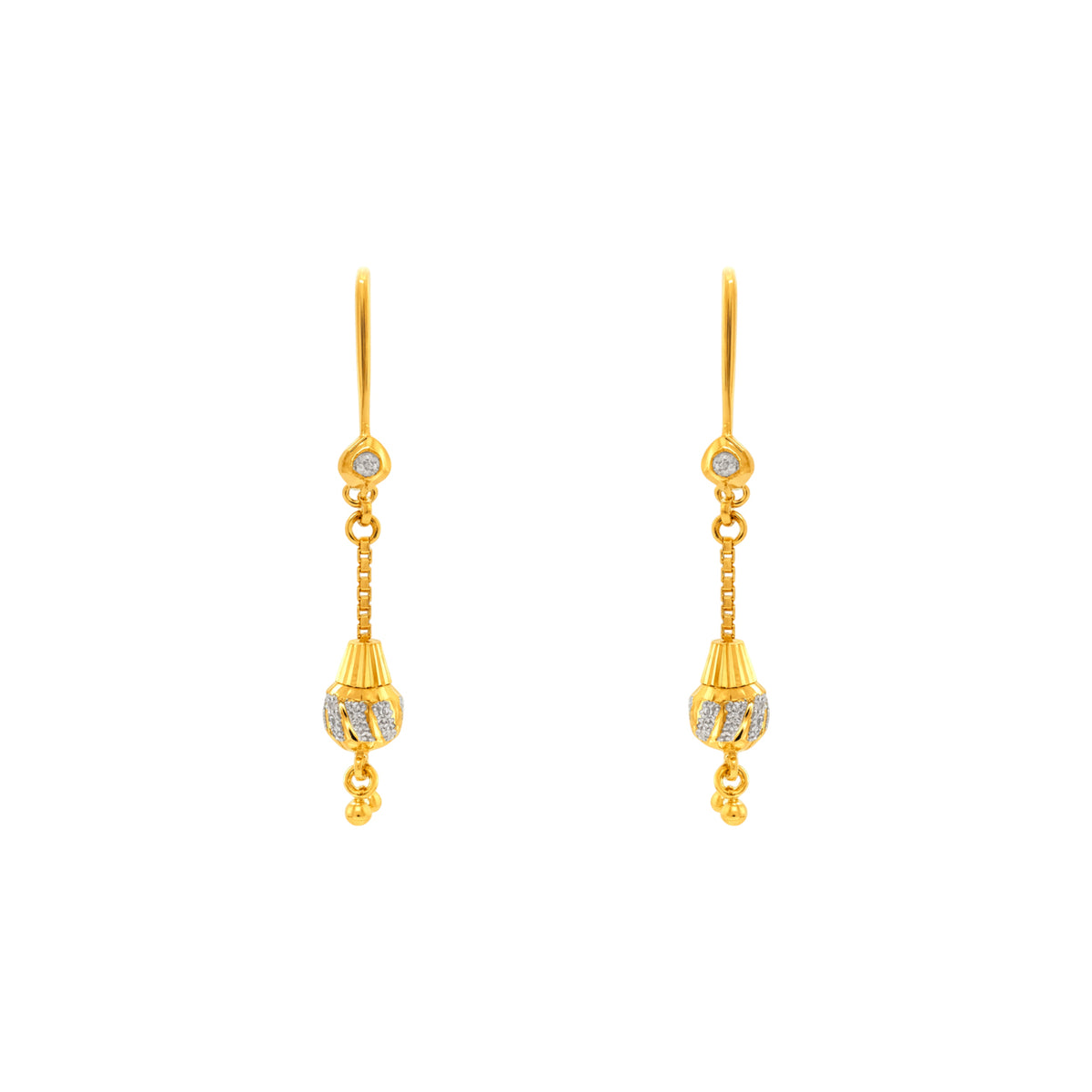 22K Two Tone Gold Dangling Charm Hook Earrings