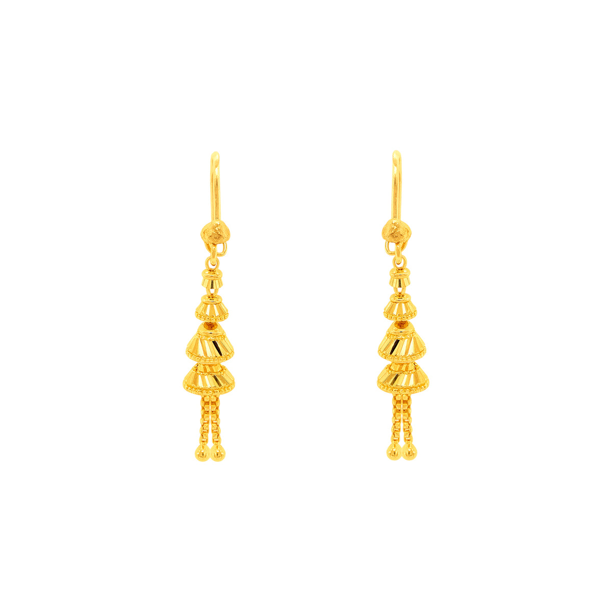 22K Gold Layered Dangle Hook Earrings