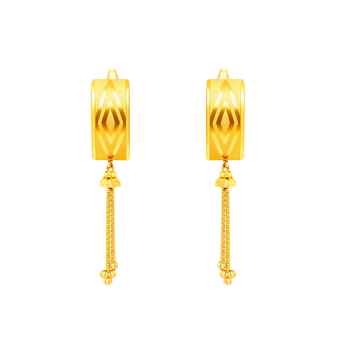 22K Gold Elegant Dangling Huggie Earrings