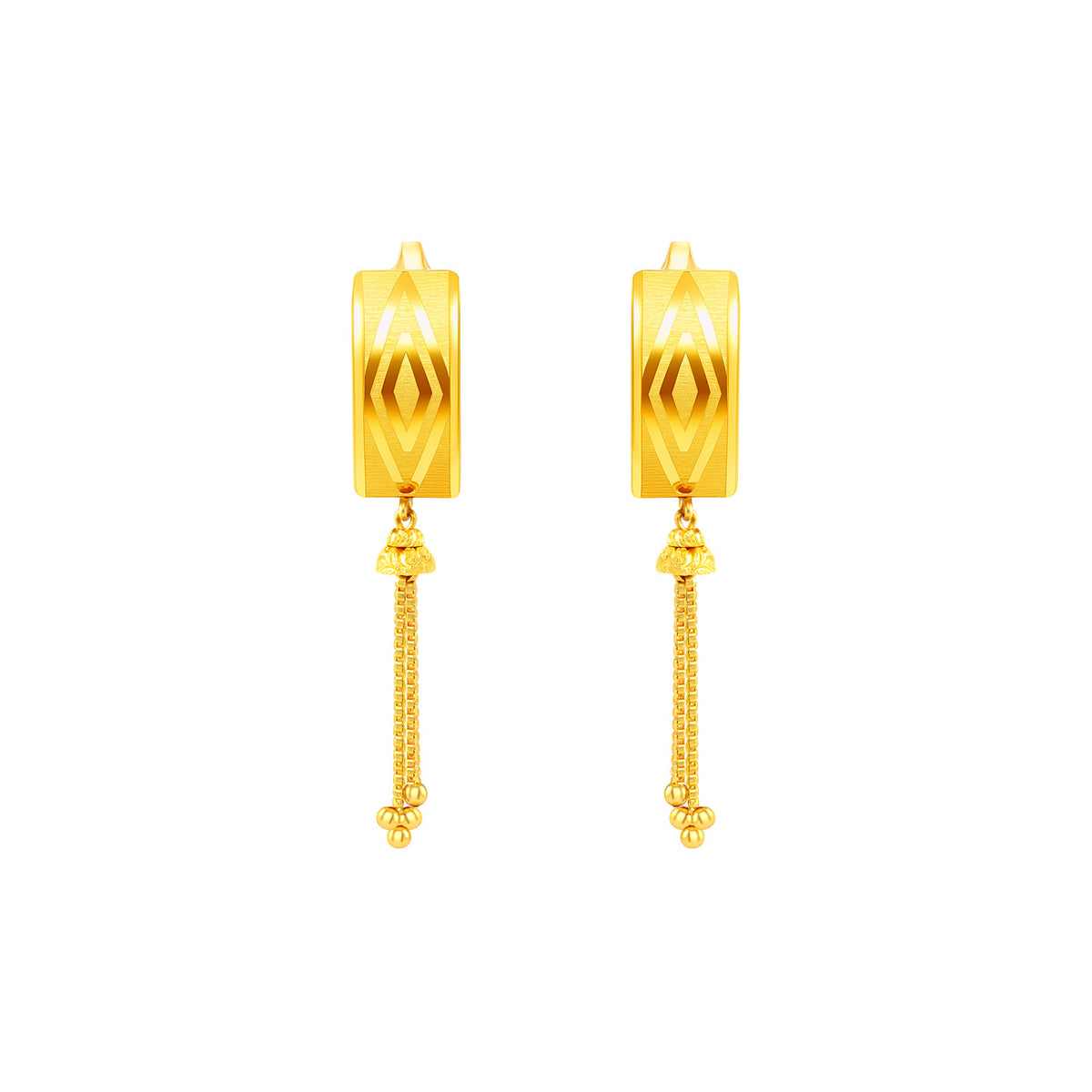 22K Gold Elegant Dangling Huggie Earrings