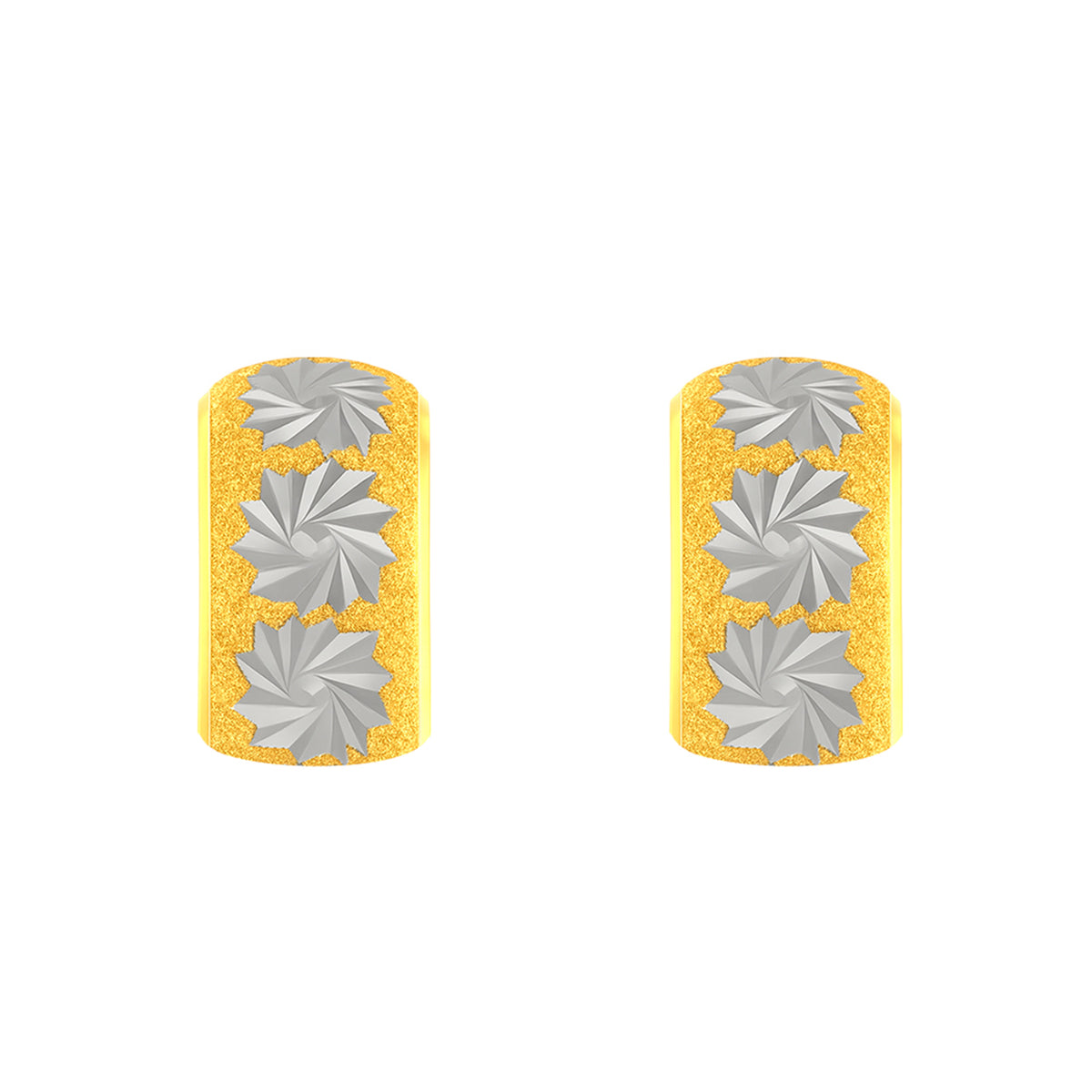 22K Gold Two-Tone Spiral-Cut Huggie Earrings