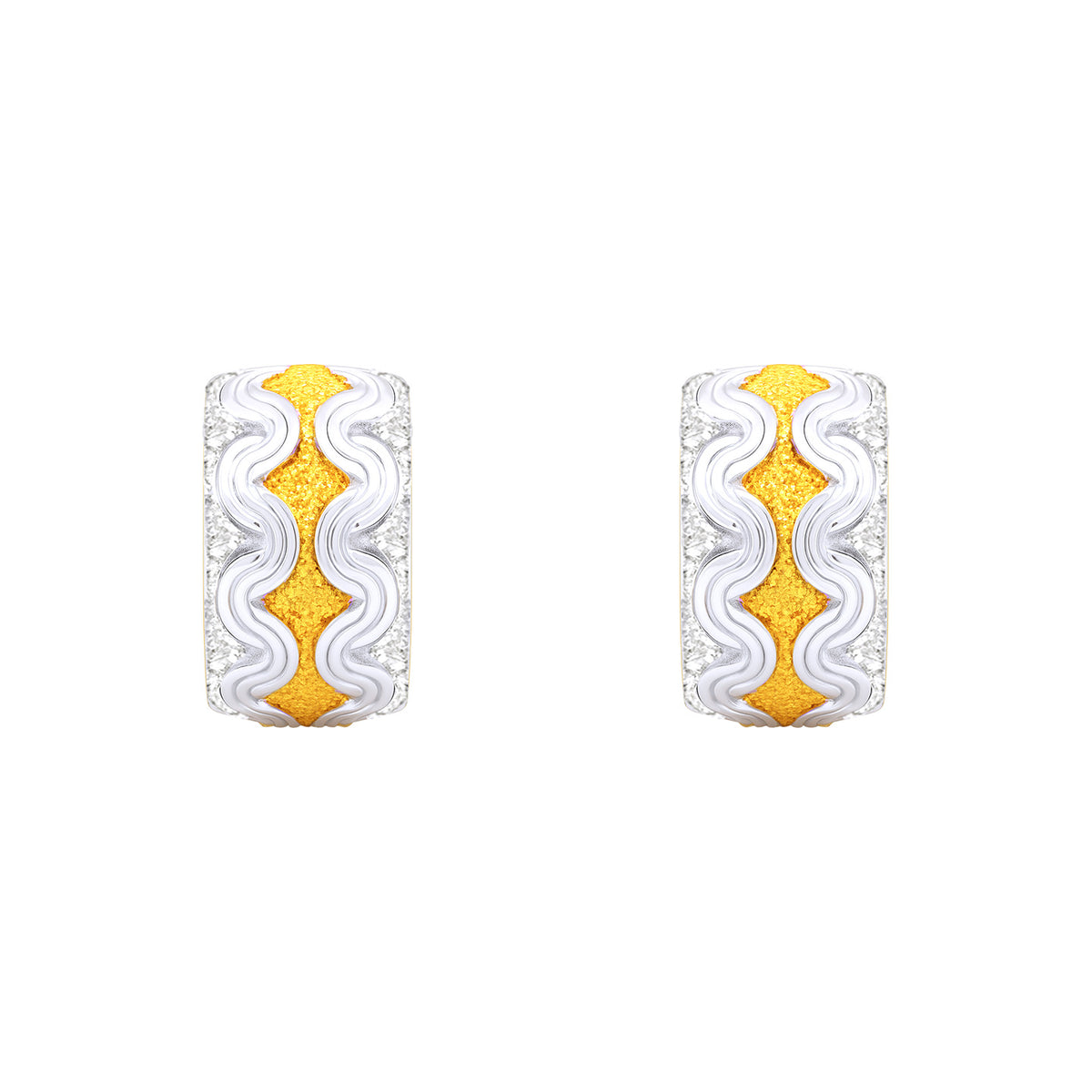 22k Gold Two Tone Shining Huggie Earrings