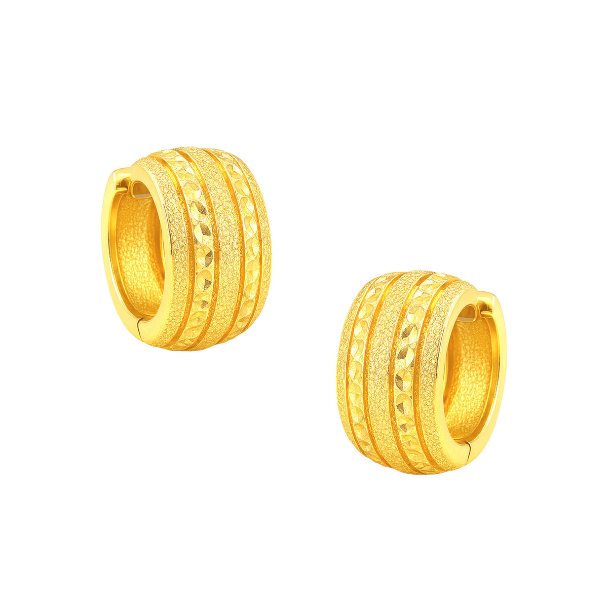22K Gold Dual Finish Huggie Earrings