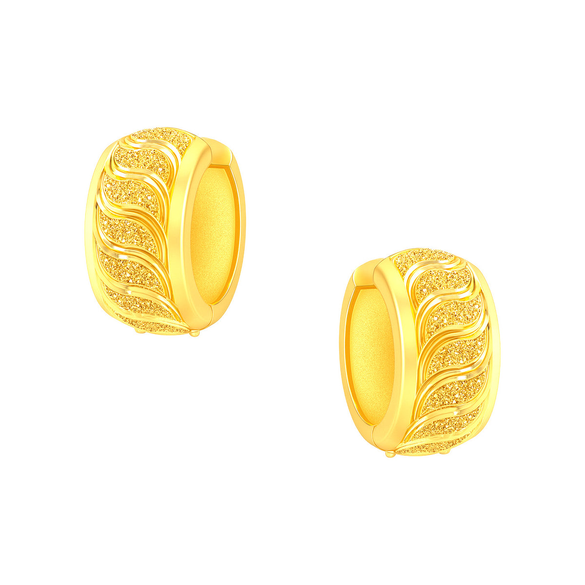 22K Gold Swirl Huggie Earrings