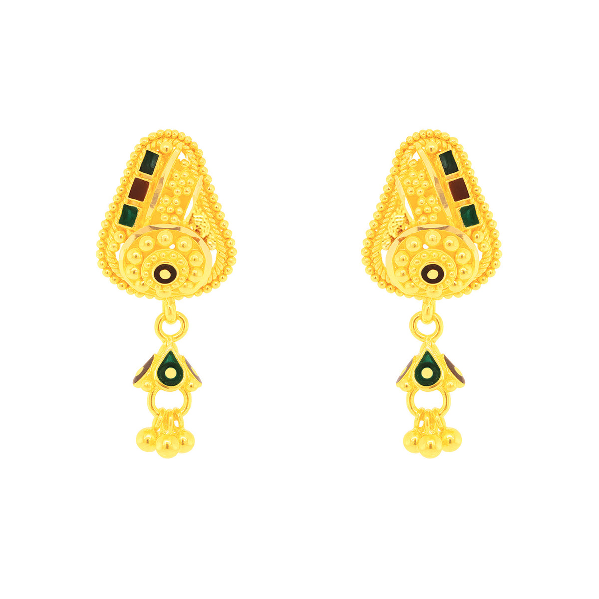 22K Gold Meena Kari Mango Earrings