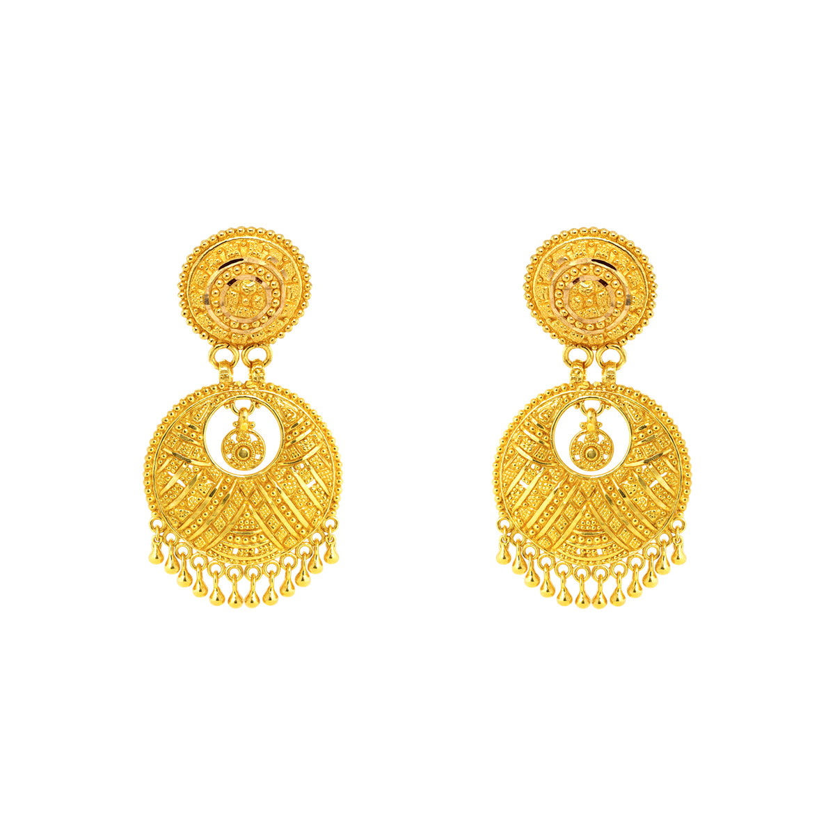 22K Gold Crescent Chandbali Earrings