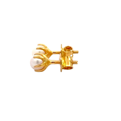 22k Yellow Gold PearlStud Earrings with Pearl with gold weight of 1.38g