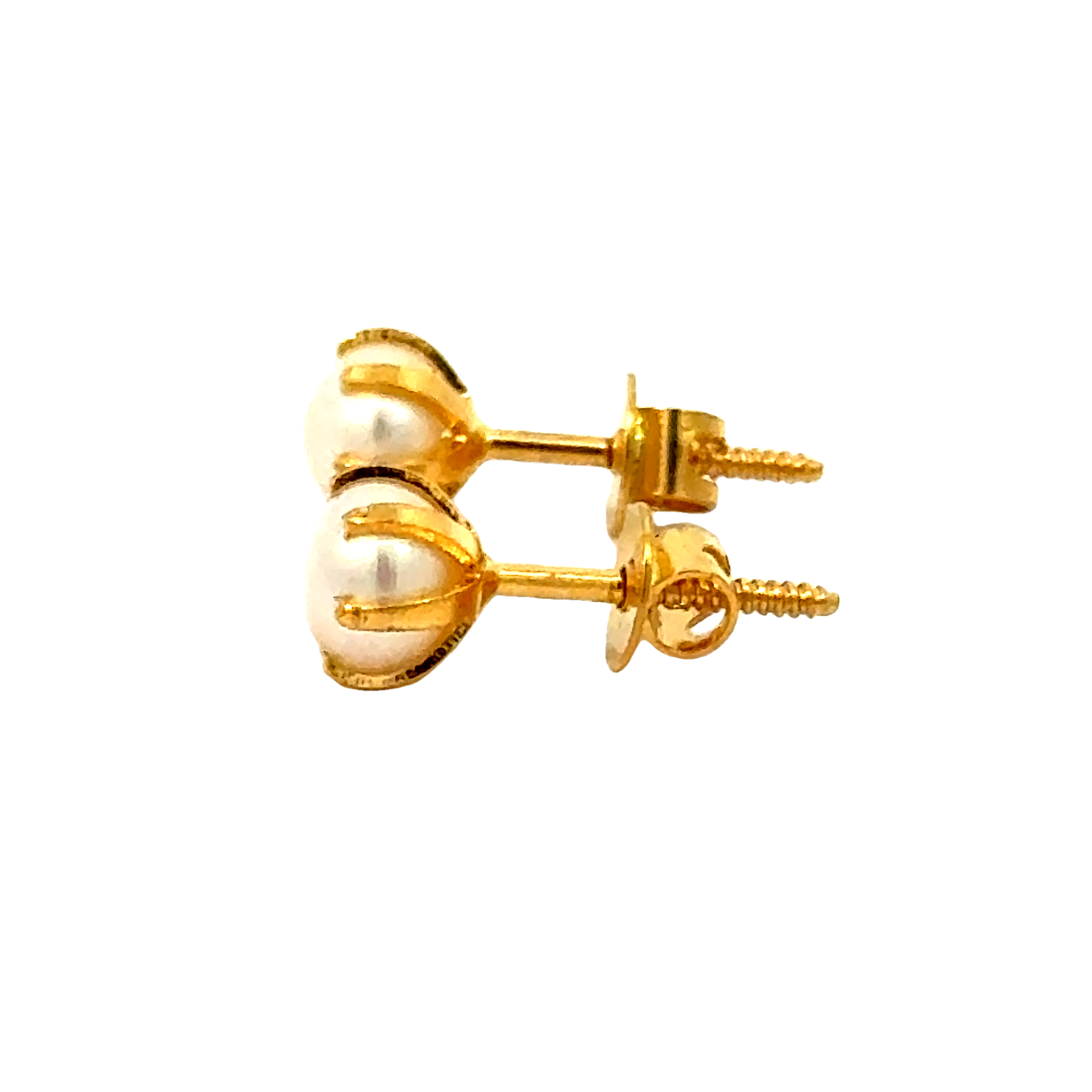 22k Yellow Gold Pearl Stud Earrings with Pearl with gold weight of 1.124g