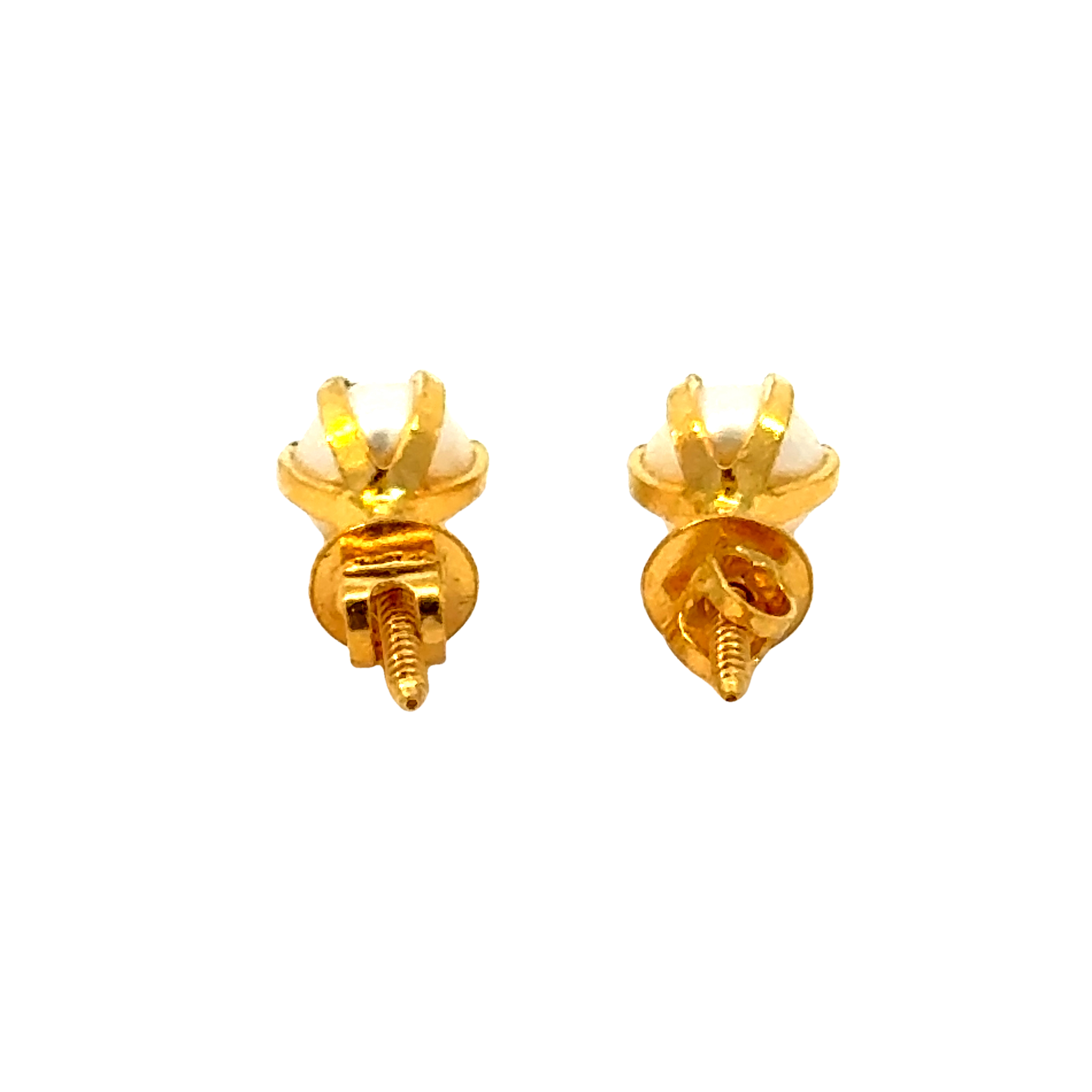 22k Yellow Gold Pearl Stud Earrings with Pearl with gold weight of 1.124g