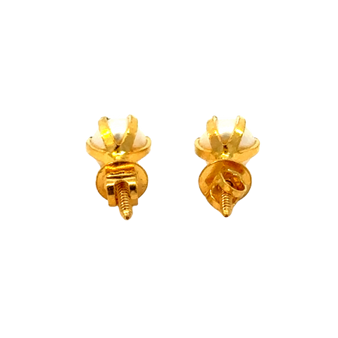22k Yellow Gold Pearl Stud Earrings with Pearl with gold weight of 1.104g