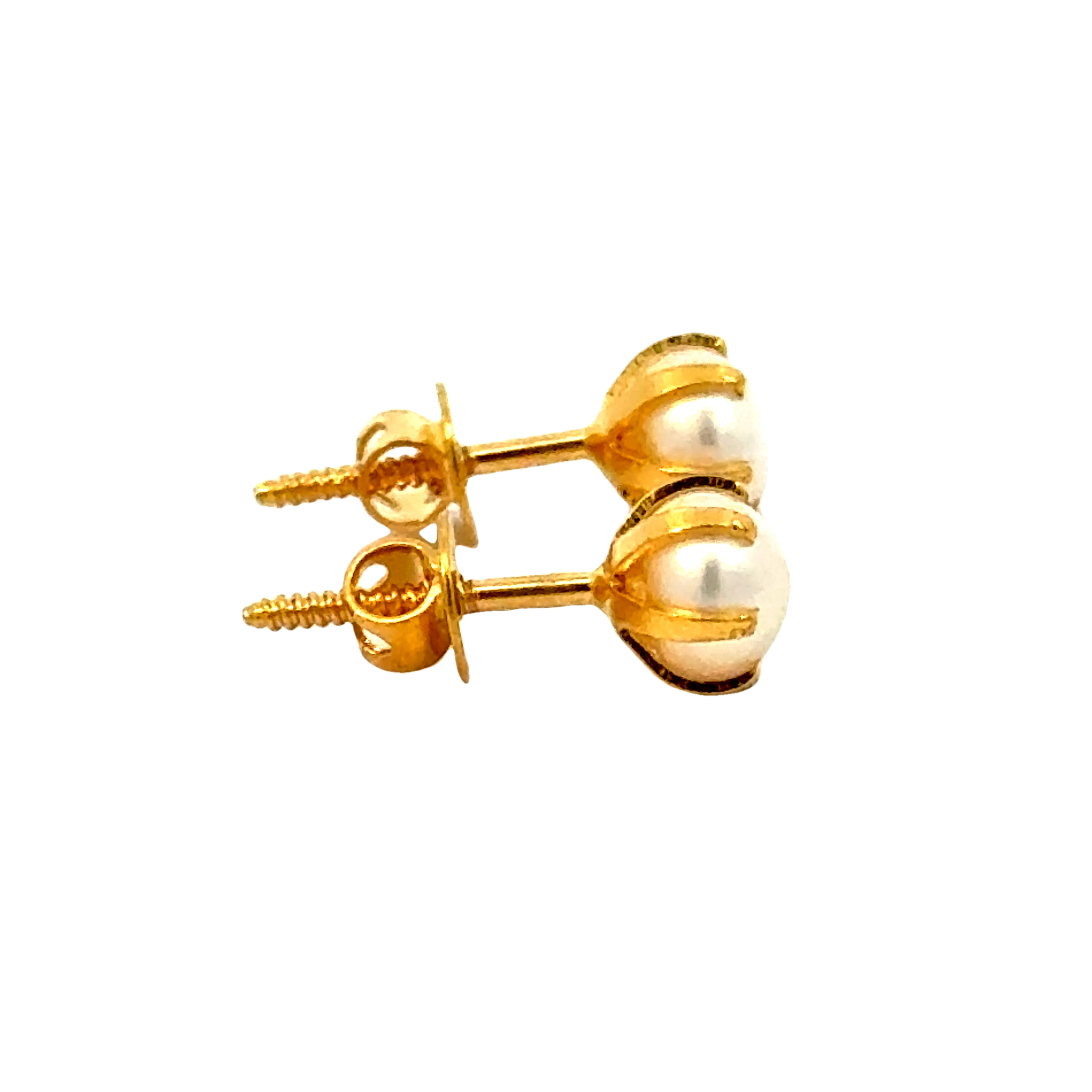 22k Yellow Gold Pearl Stud Earrings with Pearl with gold weight of 1.124g