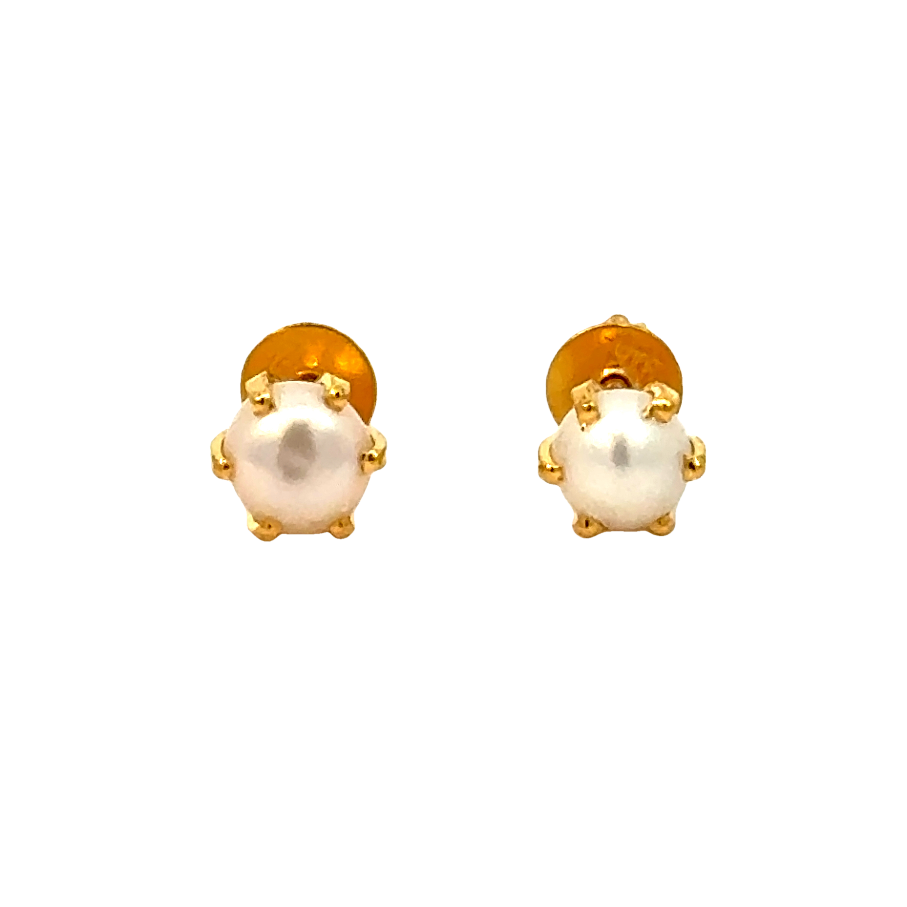 22k Yellow Gold Pearl Stud Earrings with Pearl with gold weight of 0.978g