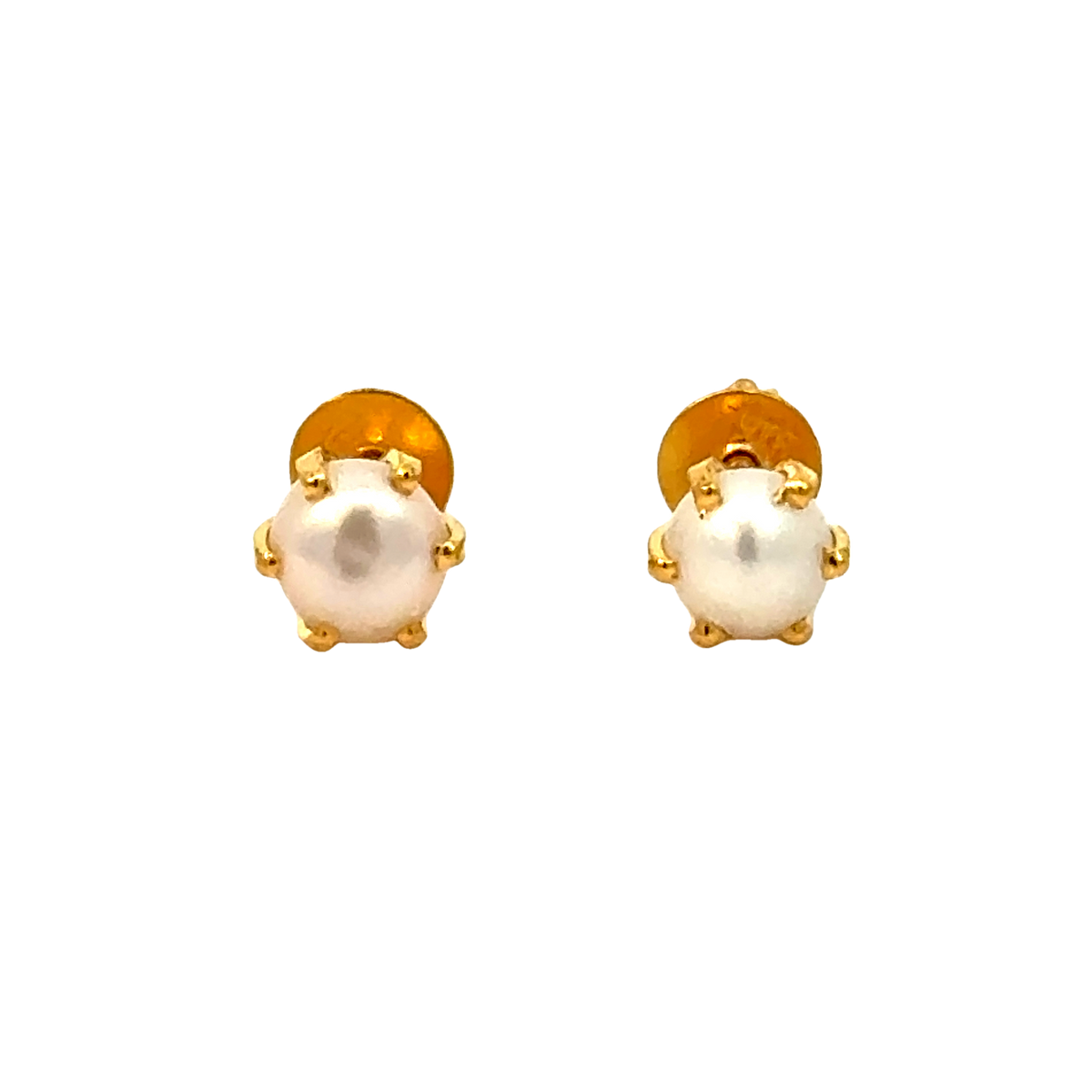 22k Yellow Gold Pearl Stud Earrings with Pearl with gold weight of 0.978g