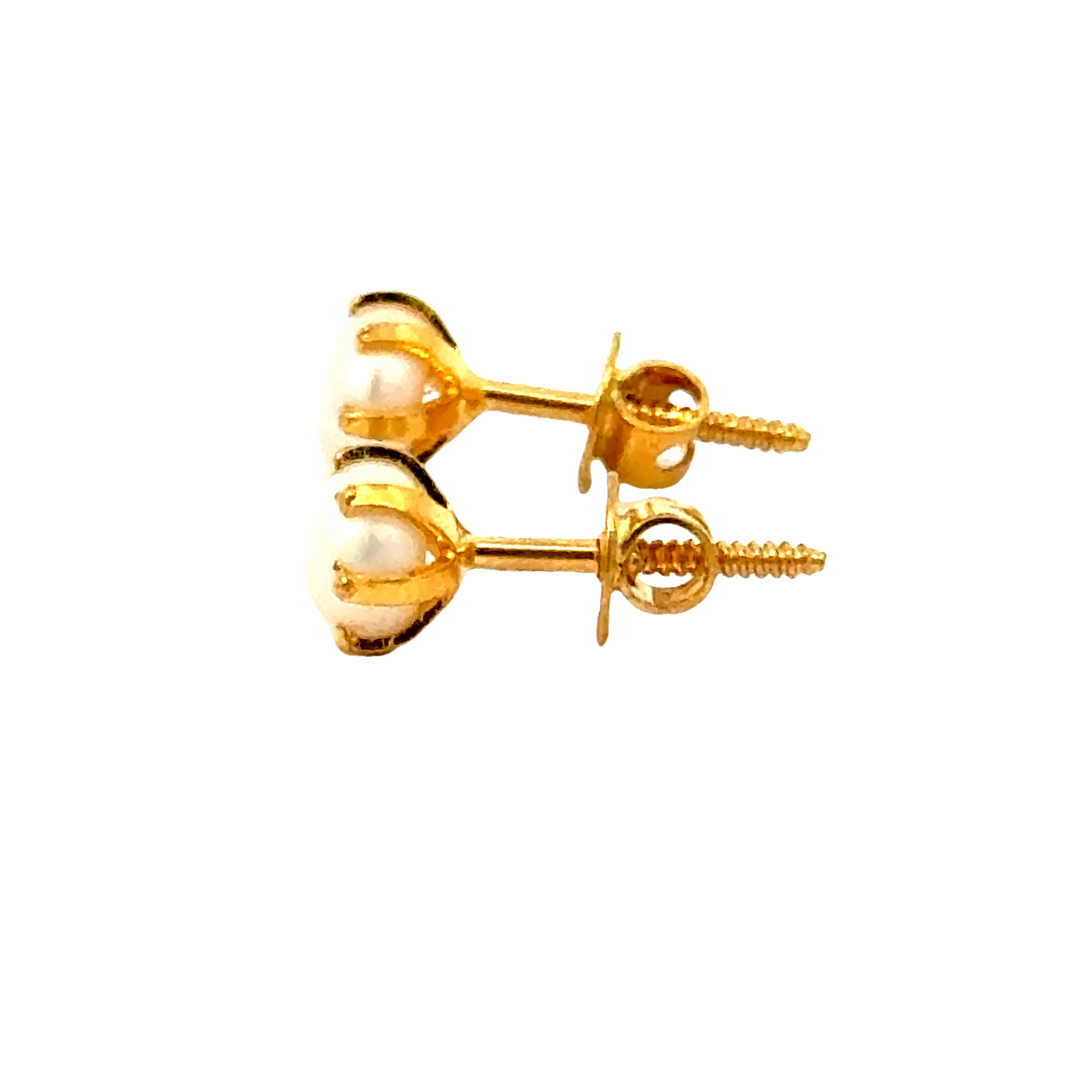 22k Yellow Gold Pearl Stud Earrings with Pearl with gold weight of 1.028g