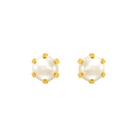 22k Yellow Gold Pearl Stud Earrings with Pearl with gold weight of 1.124g
