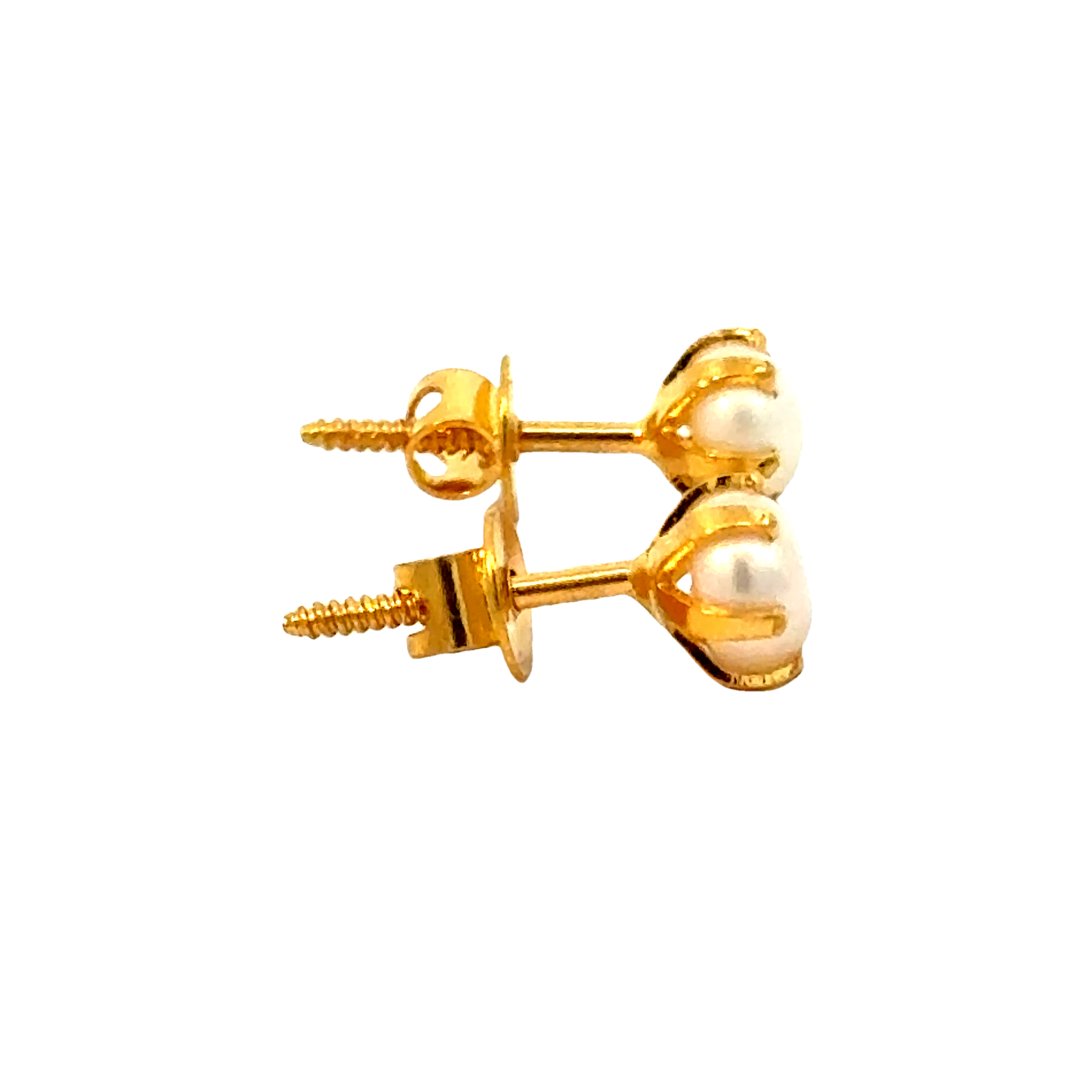 22k Yellow Gold Pearl Stud Earrings with Pearl with gold weight of 1.028g