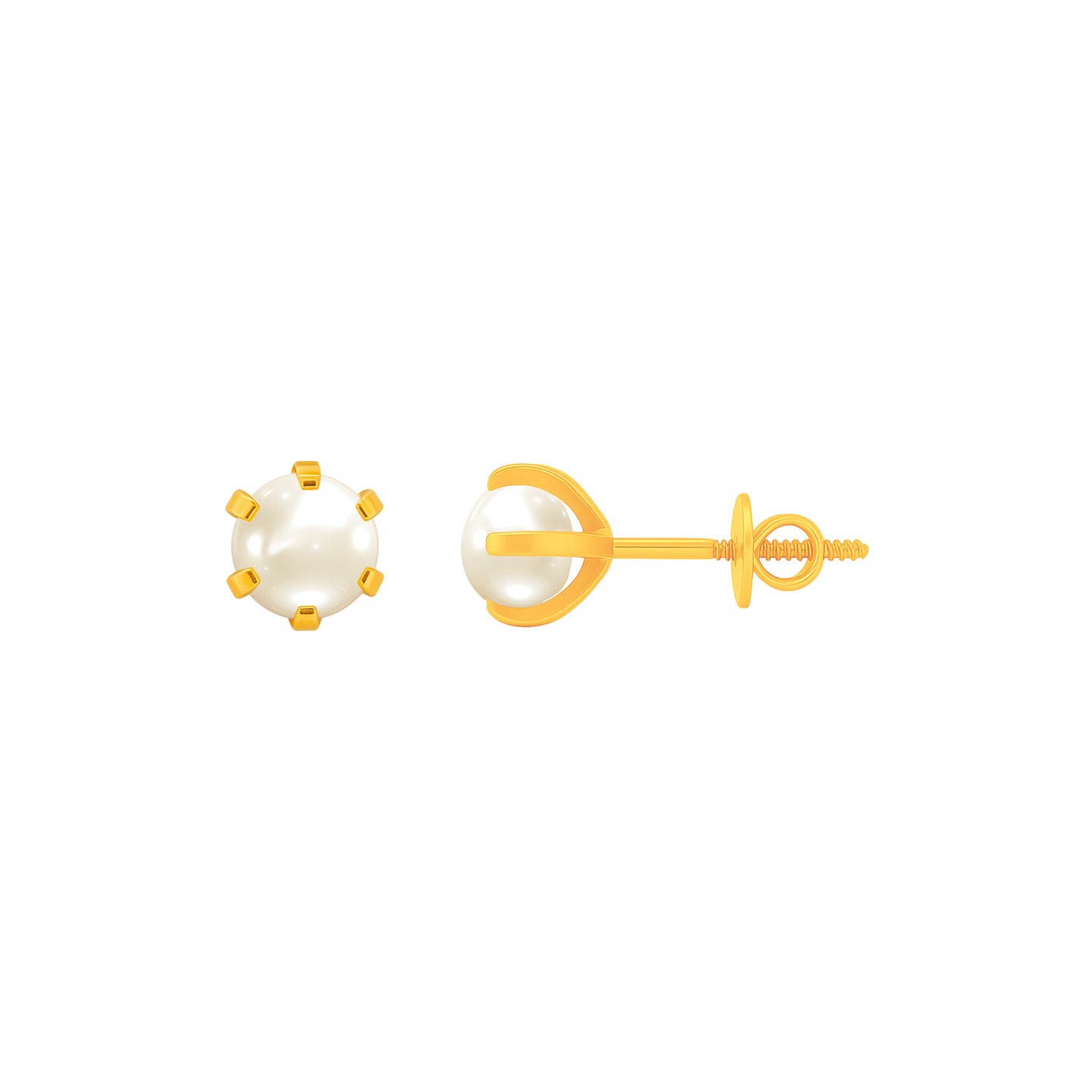 22k Yellow Gold Pearl Stud Earrings with Pearl with gold weight of 0.909g