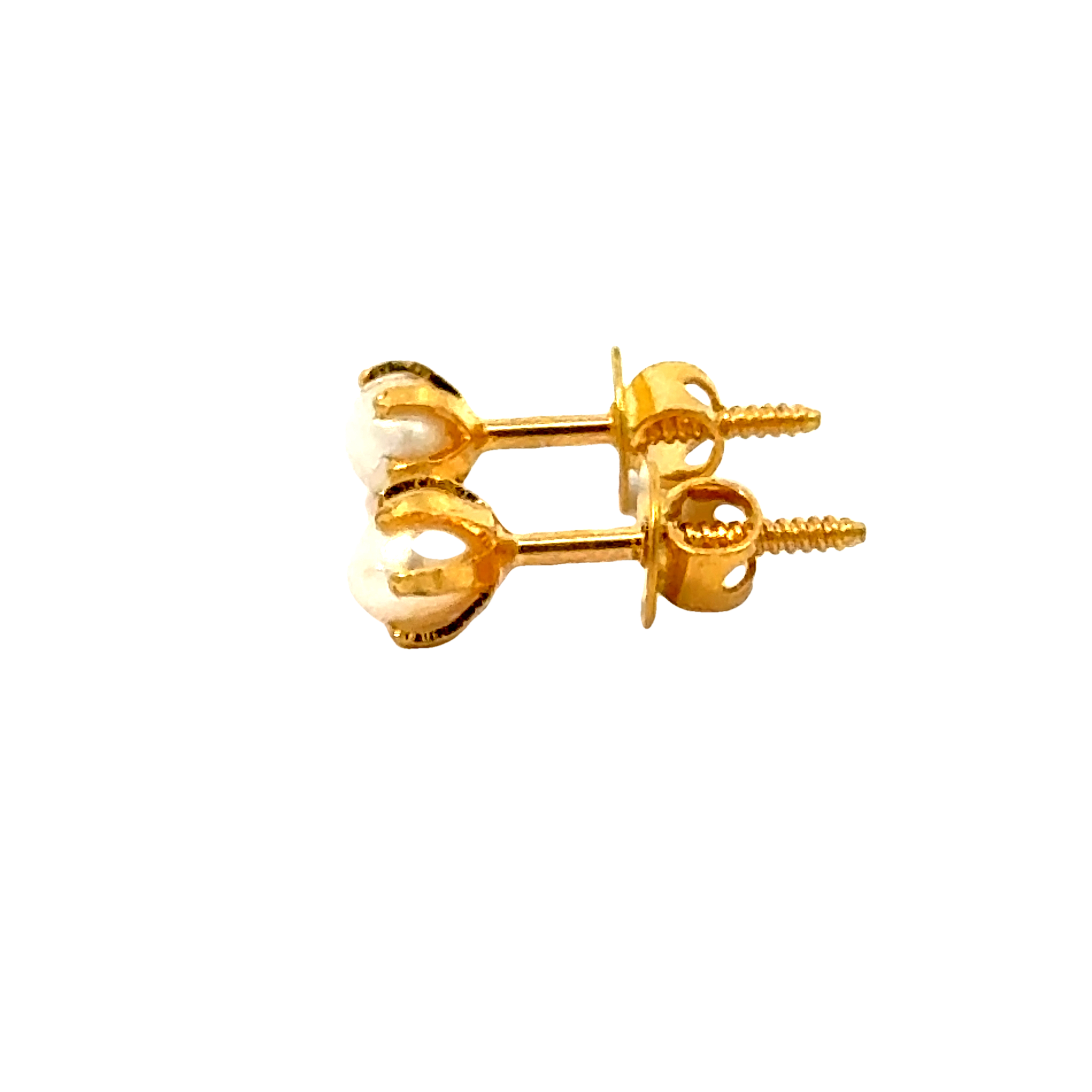 22k Yellow Gold Pearl Stud Earrings with Pearl with gold weight of 0.842g