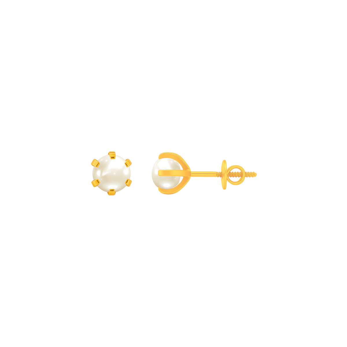 22k Yellow Gold Pearl Stud Earrings with Pearl with gold weight of 0.749g