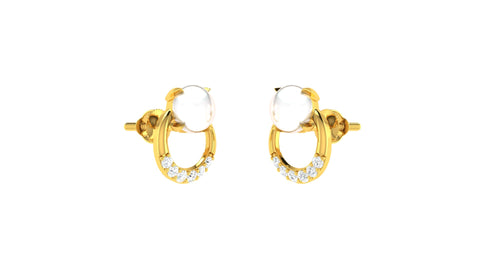 22k Yellow Pearl Gemstones Fancy Earrings with gold weight of 2.6g