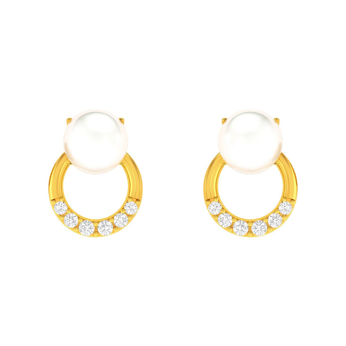 22k Yellow Pearl Gemstones Fancy Earrings with gold weight of 2.6g