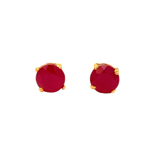 22k Yellow Gold Ruby Stud Earrings with Ruby with gold weight of 1.717g