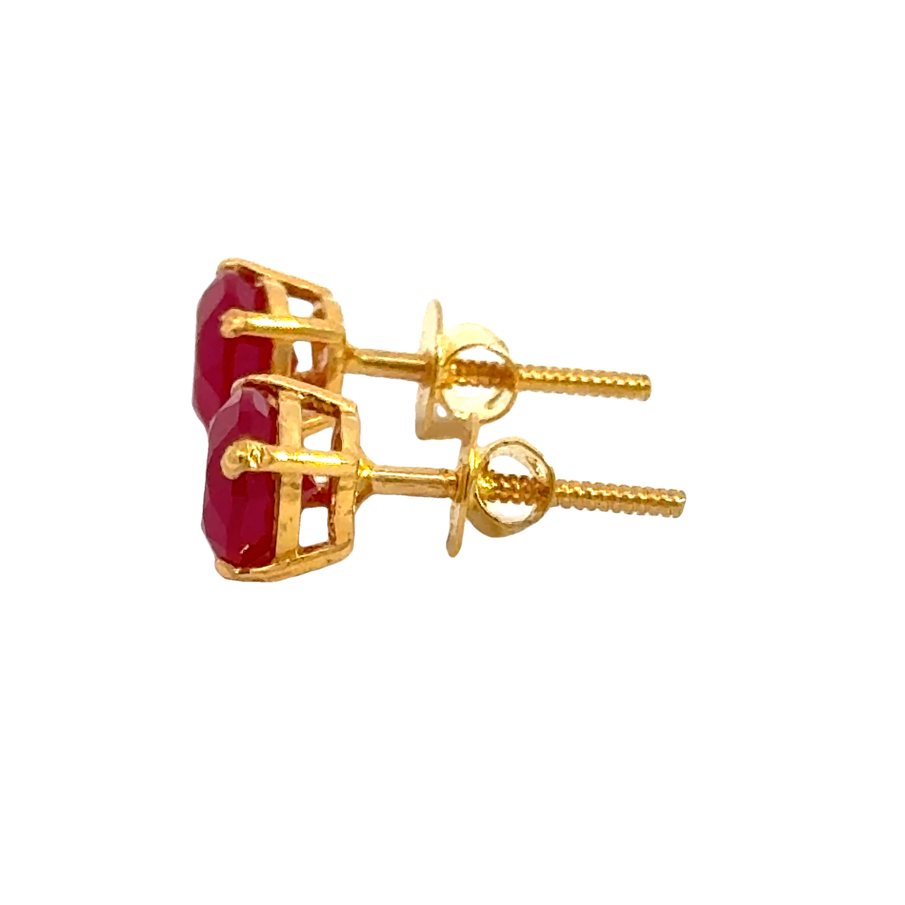 22k Yellow Gold Ruby Stud Earrings with Ruby with gold weight of 1.768g