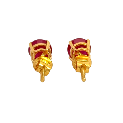 22k Yellow Gold Ruby Stud Earrings with Ruby with gold weight of 1.501g