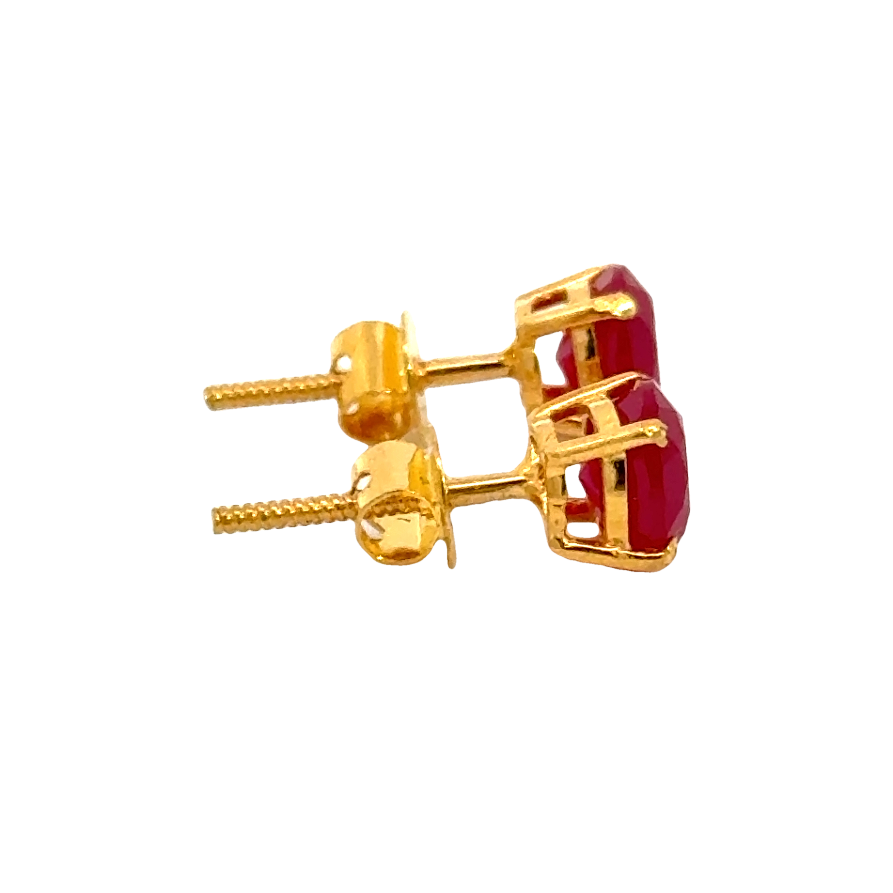 22k Yellow Gold Ruby Stud Earrings with Ruby with gold weight of 1.768g