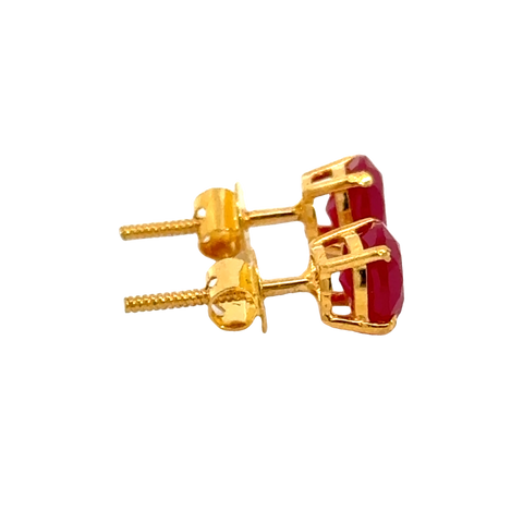 22k Yellow Gold Ruby Stud Earrings with Ruby with gold weight of 1.501g