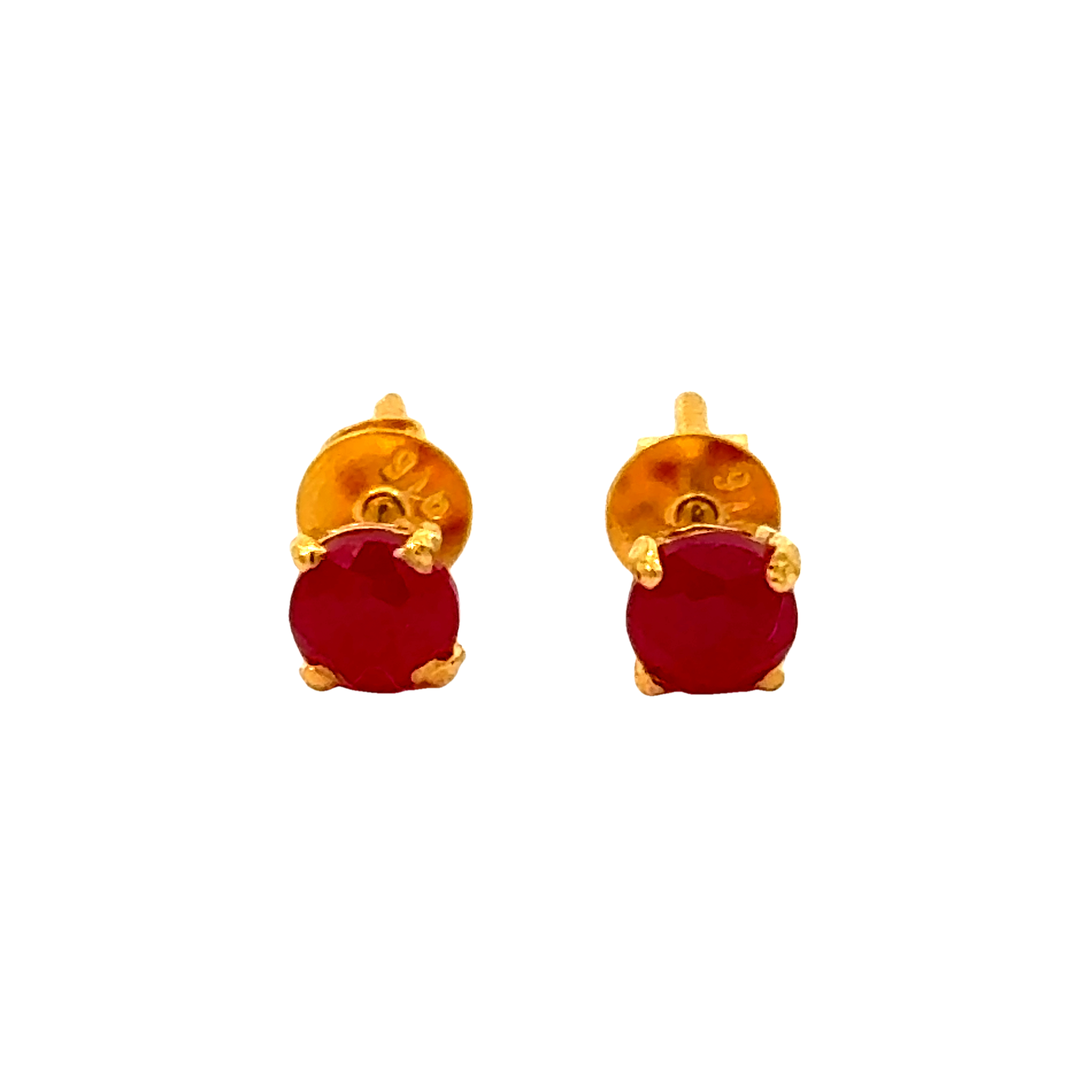 22k Yellow Gold Ruby Stud Earrings with Ruby with gold weight of 1.206g