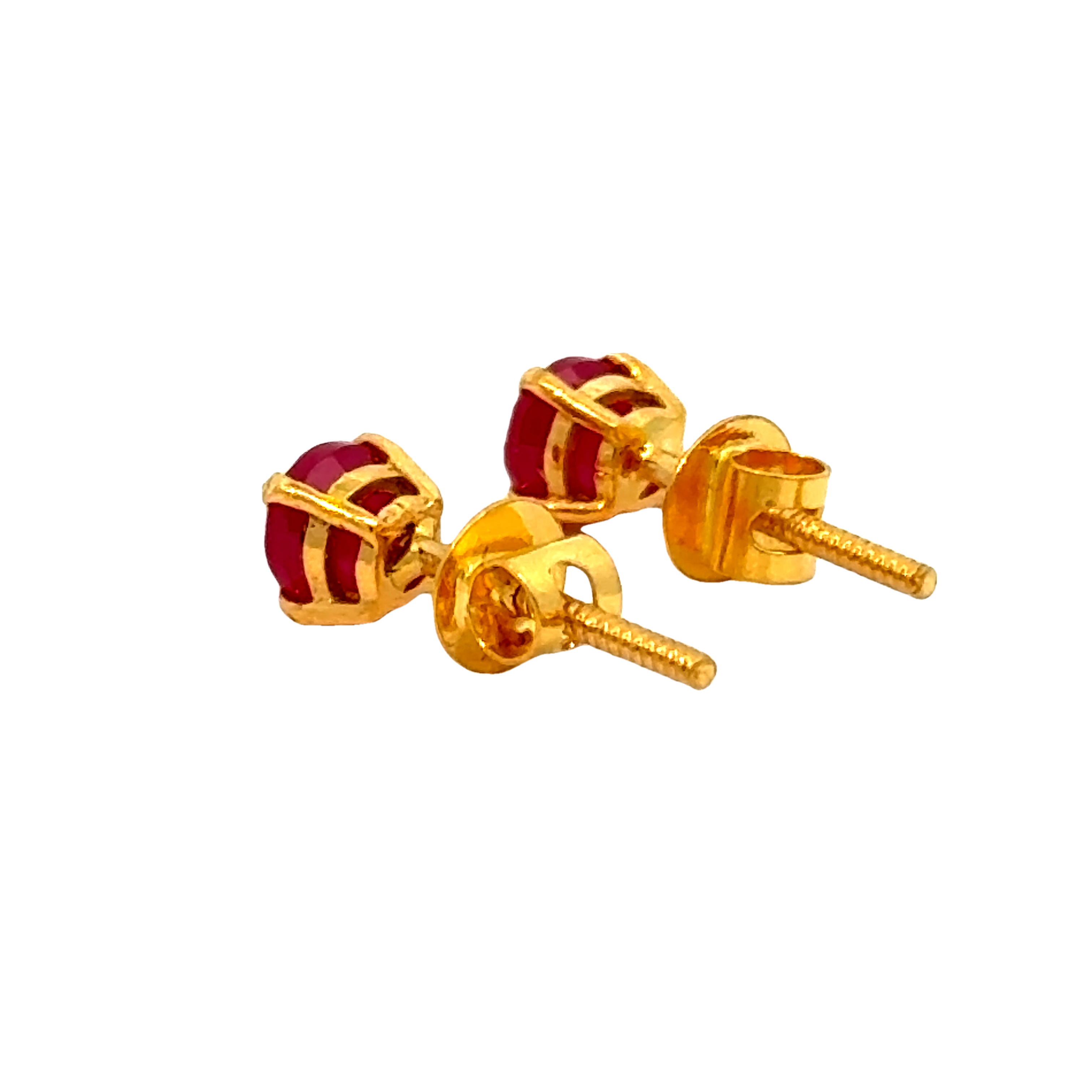 22k Yellow Gold Ruby Stud Earrings with Ruby with gold weight of 1.457g