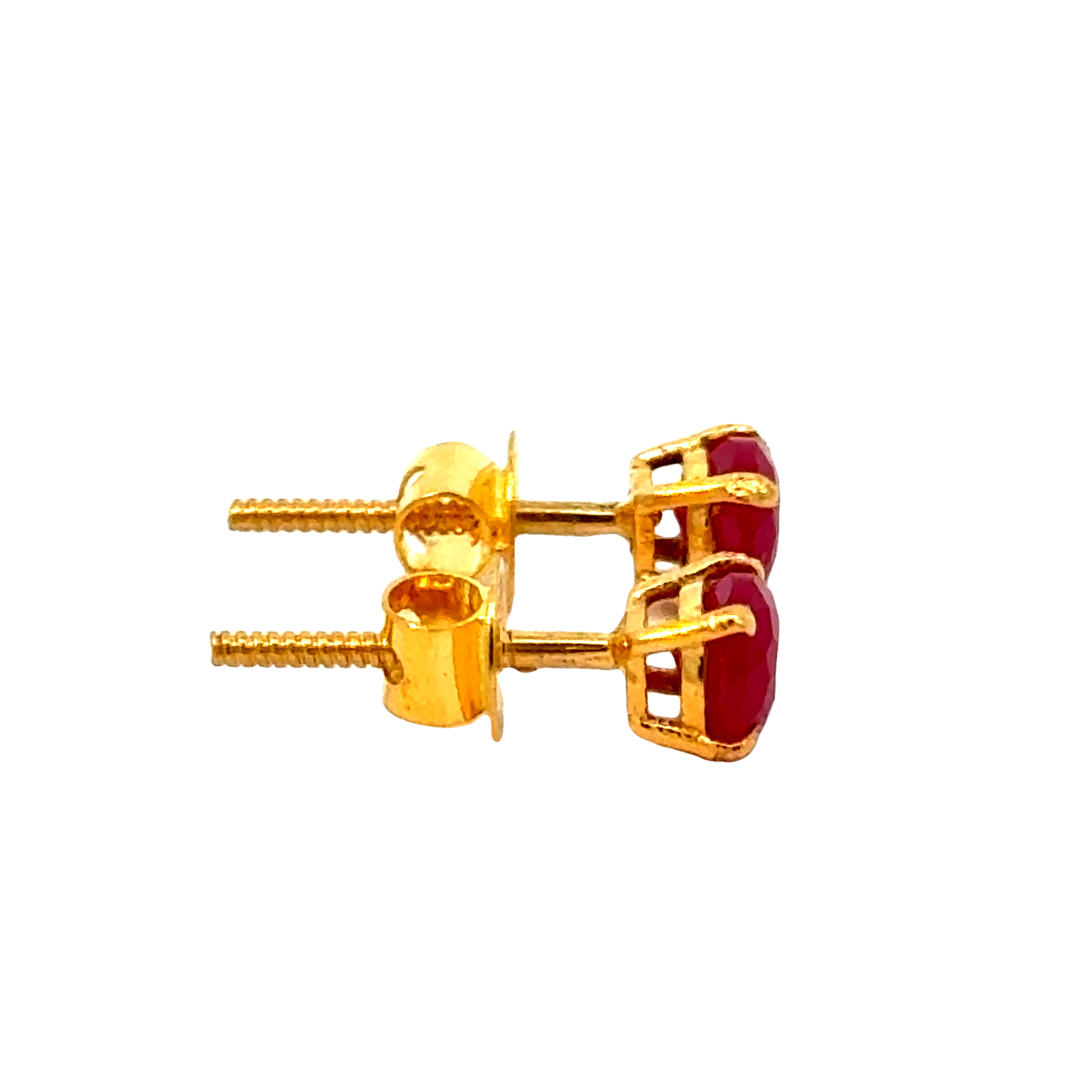 22k Yellow Gold Ruby Stud Earrings with Ruby with gold weight of 1.457g