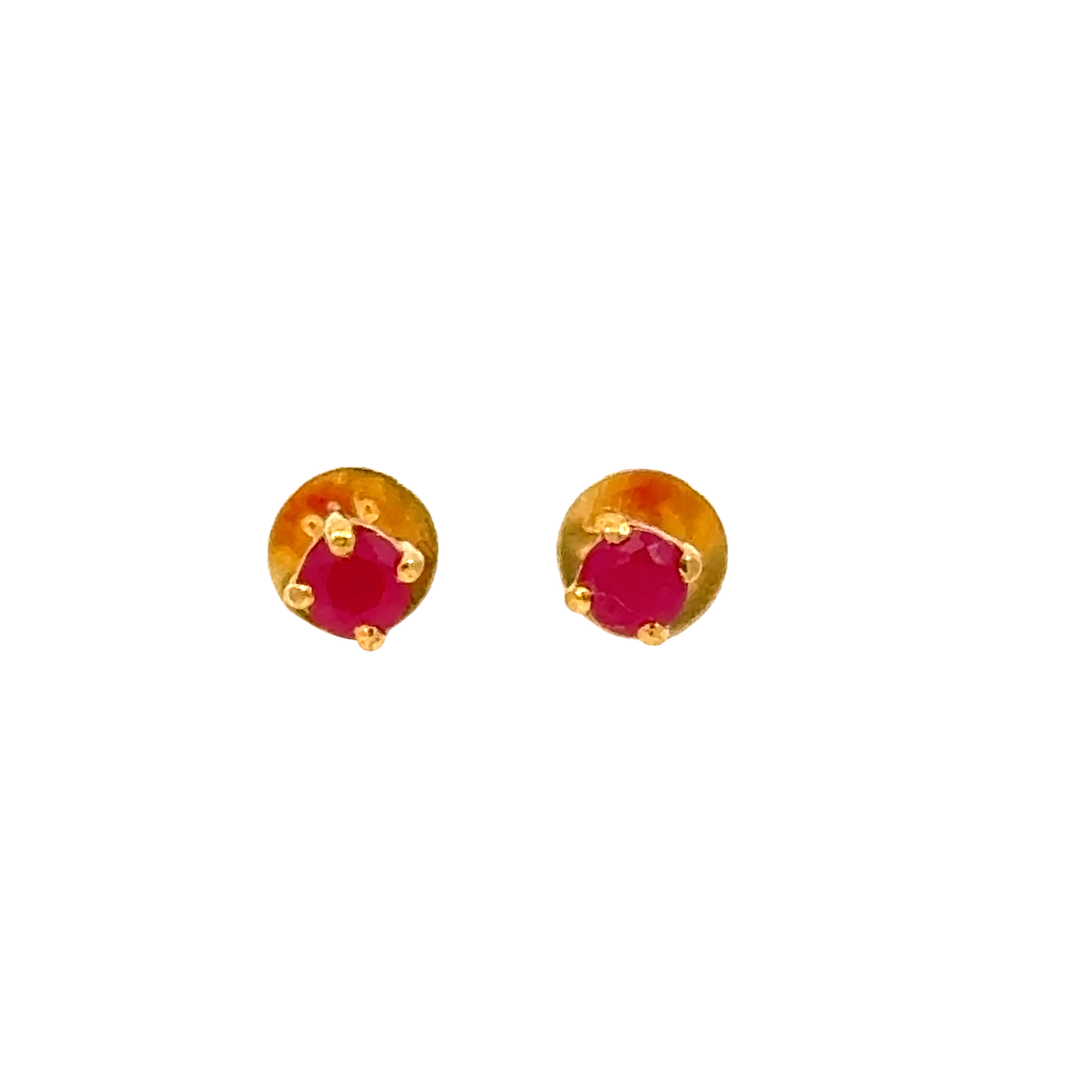 22k Yellow Gold Ruby Stud Earrings with Ruby with gold weight of 0.857g